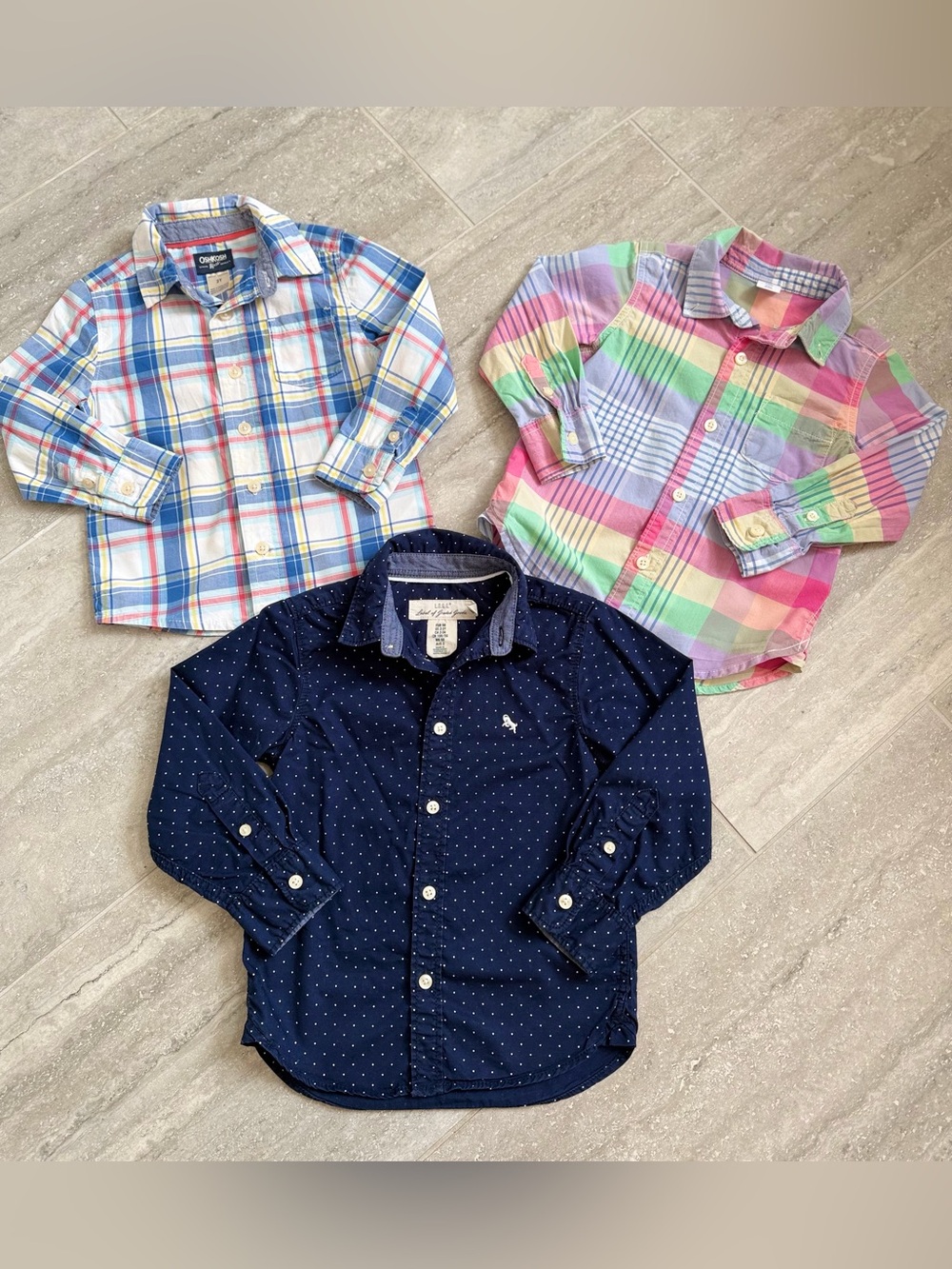 Bundle of Toddler Boys Shirt OshKosh Gap H&M Plaid Button Down Long Sleeve 2T